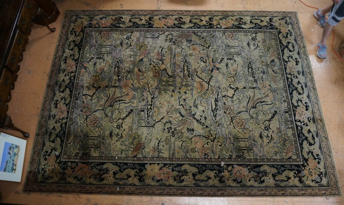 12' x 8'11" Wool Art Deco Asian style Carpet. Roo (1 of 10)