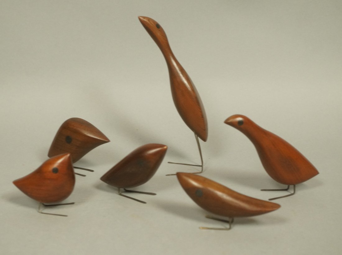 Set 6 Danish JACOB HERMANN Wood Birds. Inlaid eye (1 of 7)
