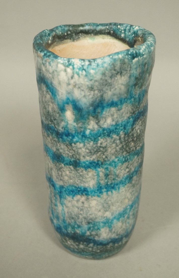 GAMBONE Italian Art Pottery. Cylinder vase with b (1 of 4)