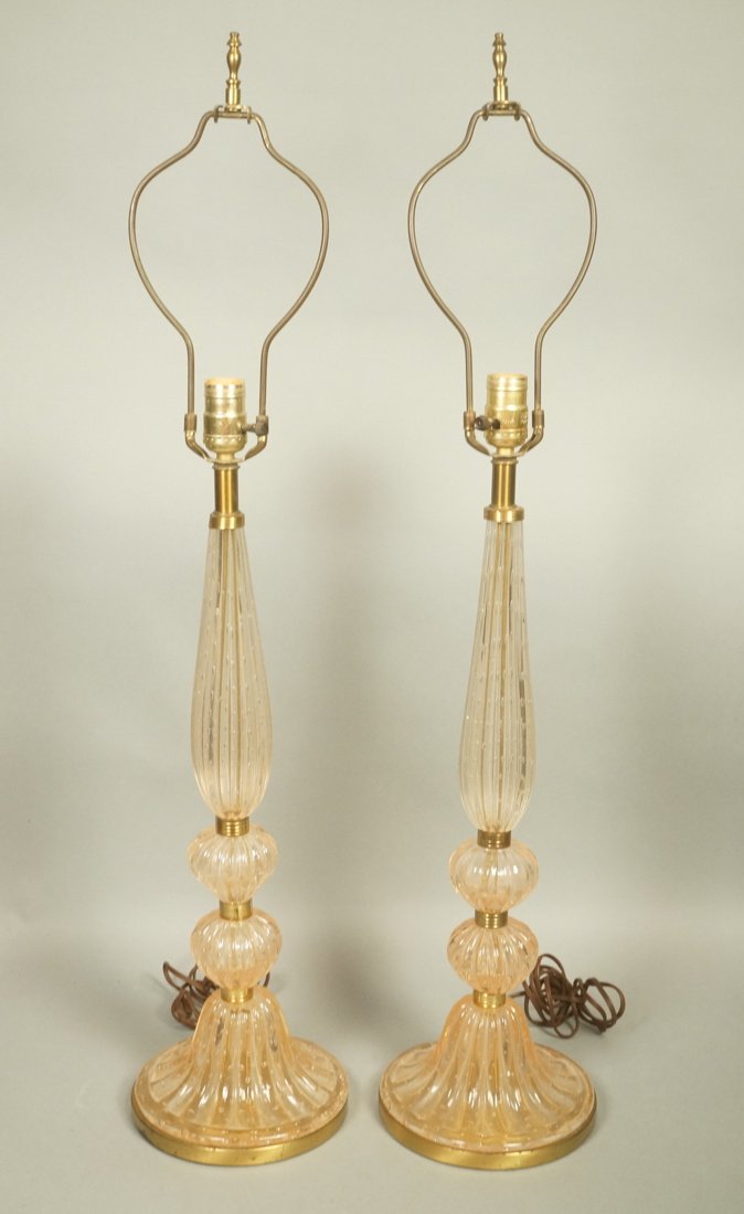 Pr Tall Murano Art Glass Vintage Table Lamps. Fou (1 of 10)