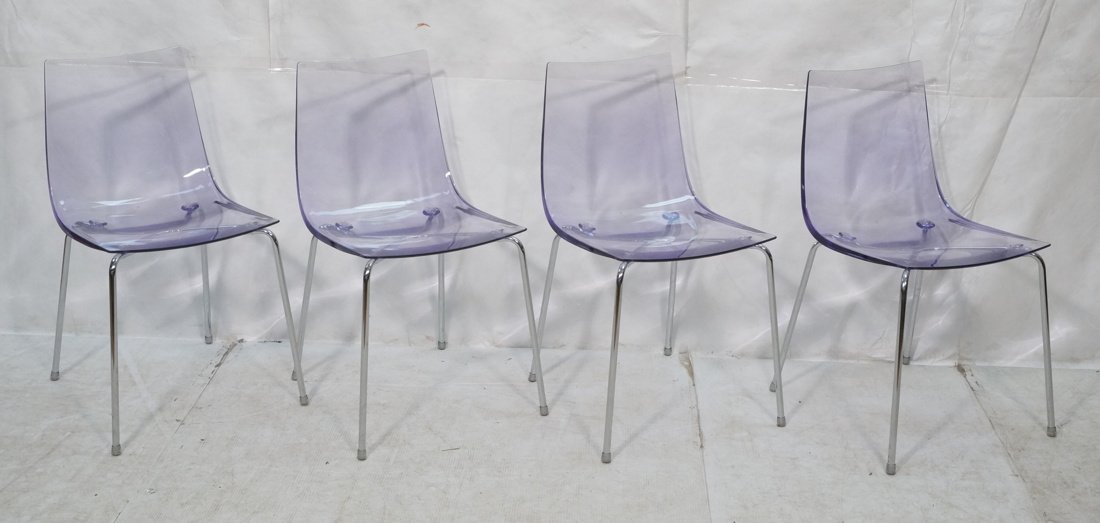 Set 4 Italian Molded Lucite Dining Chairs. SLIM C (1 of 8)