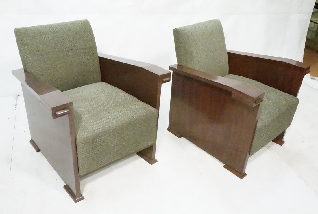 Pair Art Deco Lounge Chairs with Sloped Arms.  Gr (1 of 9)