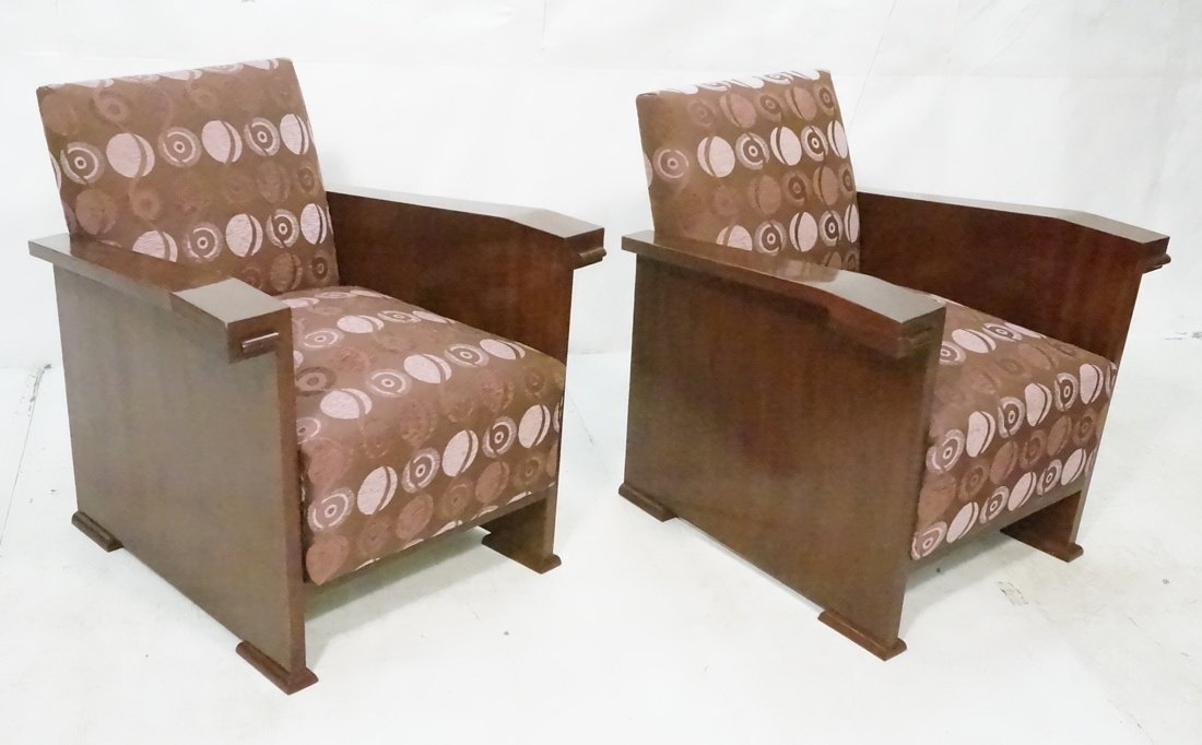 Pair Art Deco Lounge Chairs with Sloped Arms.  De (1 of 8)