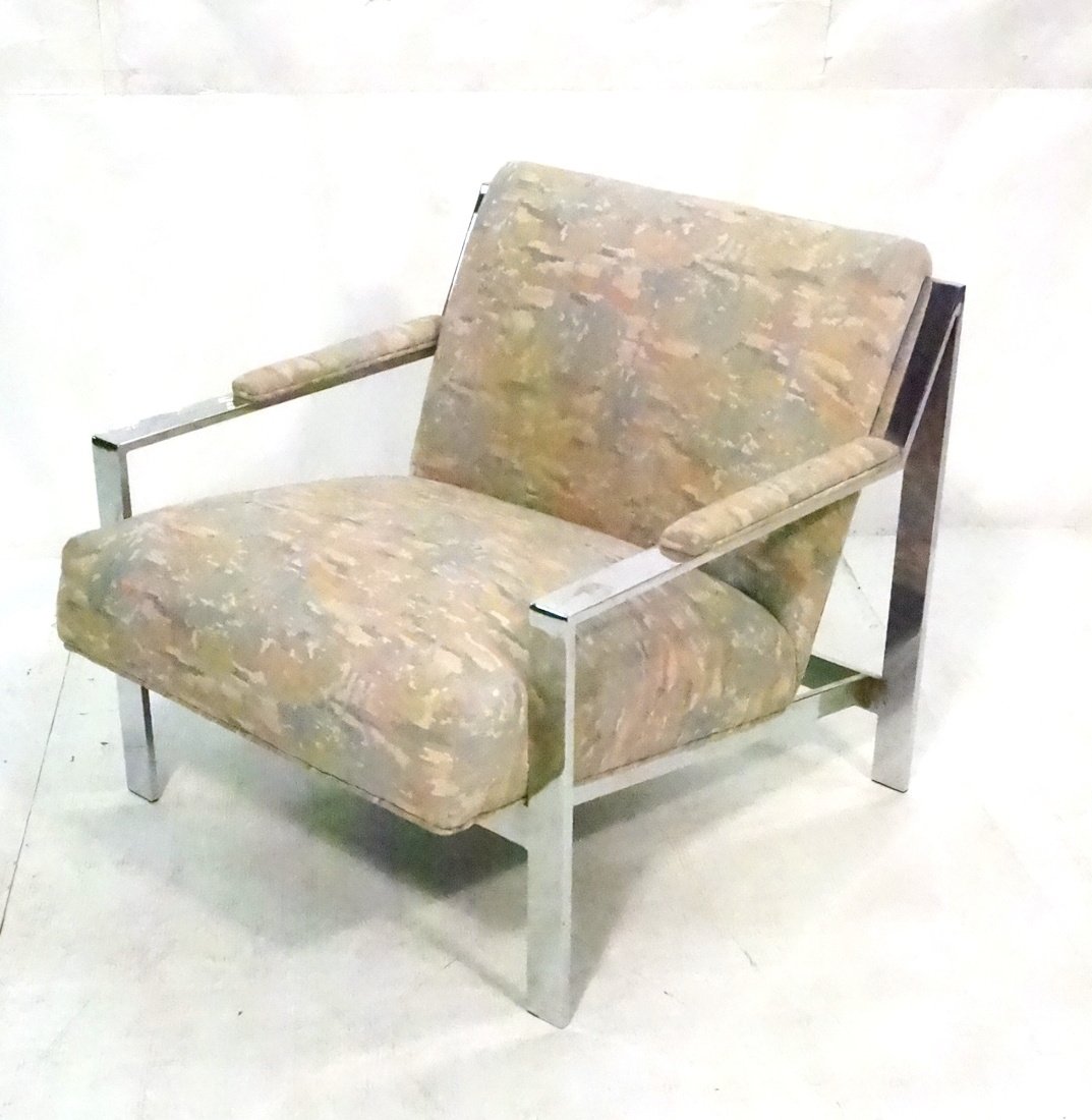 Milo Baughman Lounge Chair Chrome angular Frame. (1 of 10)
