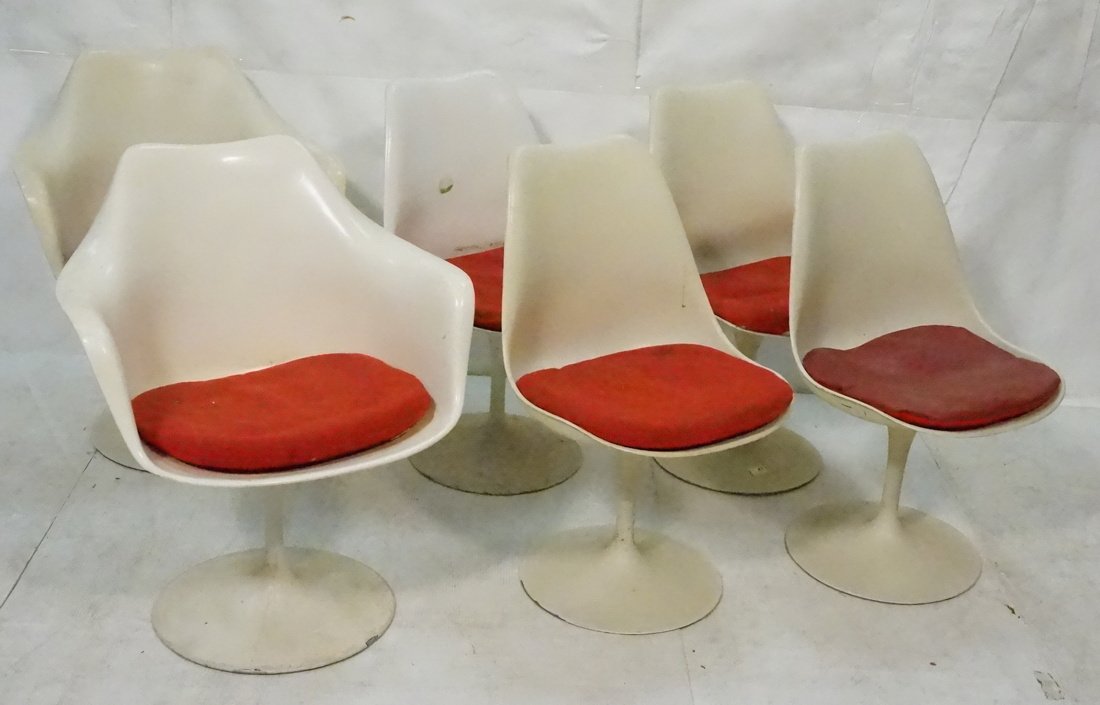 Set 6 Eero Saarinen Dining Chairs.  2 Arm and 4 S (1 of 10)