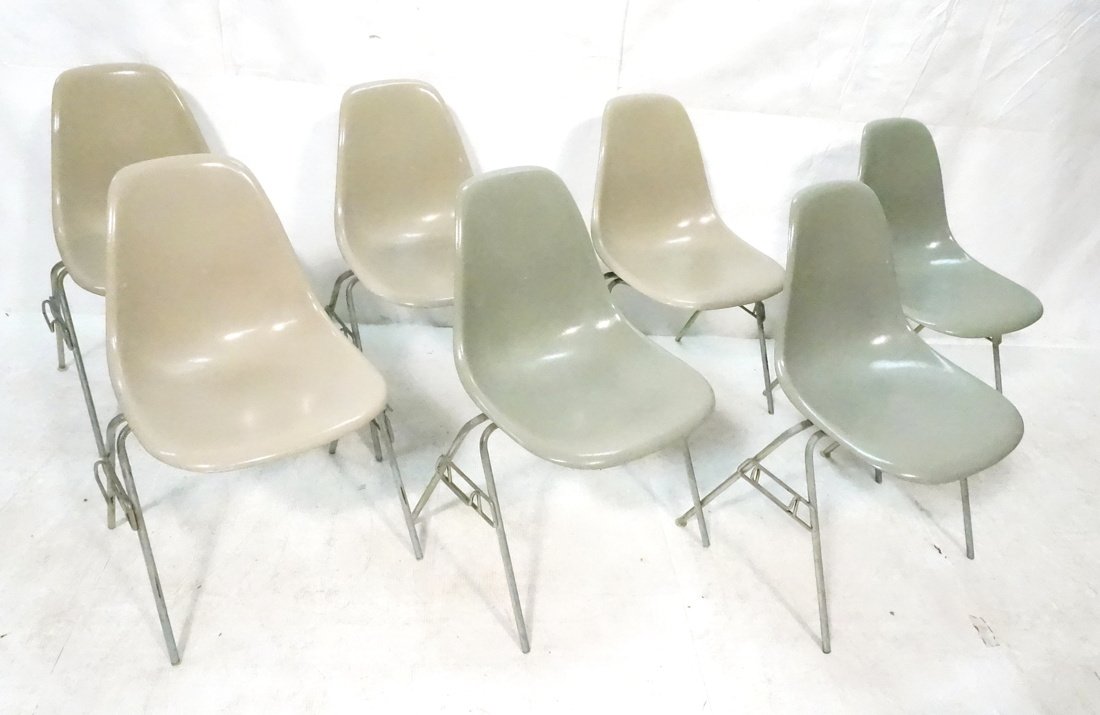7 Herman Miller Shell Chairs.  3 greenish blue an (1 of 10)
