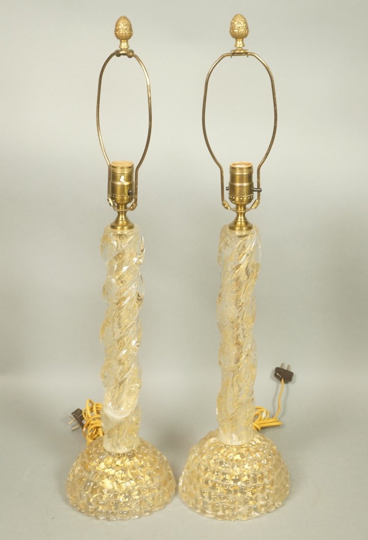 Murano Art Glass Torchiere Table Lamp Twisted Iridescent Glass Table Lamp