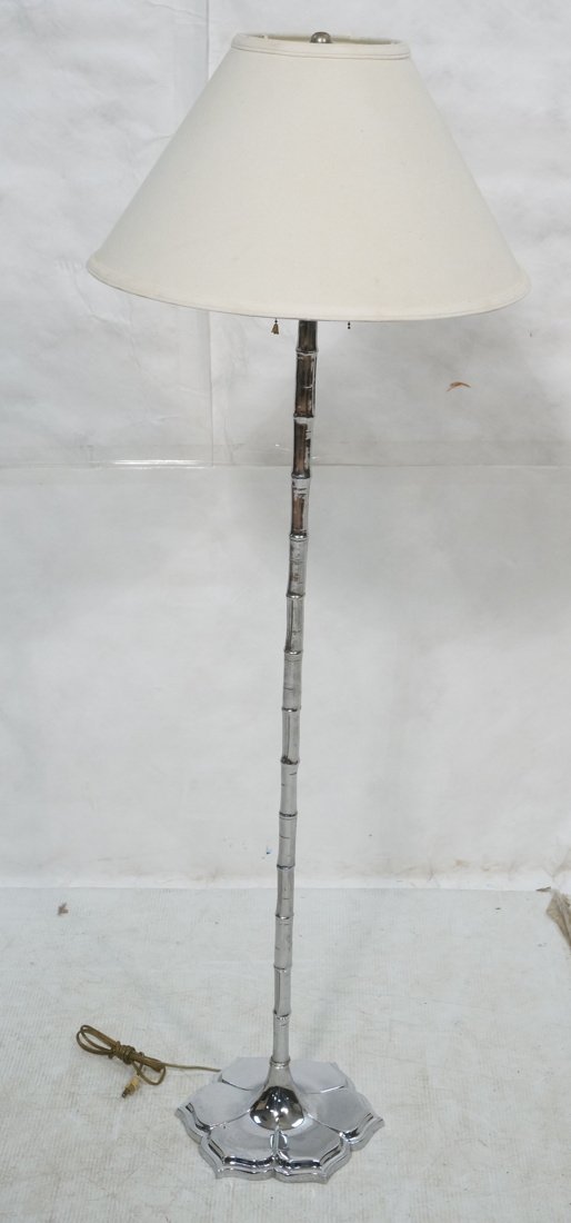 Chrome Decorator Faux Bamboo Floor Lamp.: Chrome Decorator Faux Bamboo Floor Lamp. -- Dimensions: H: 57 inches ---