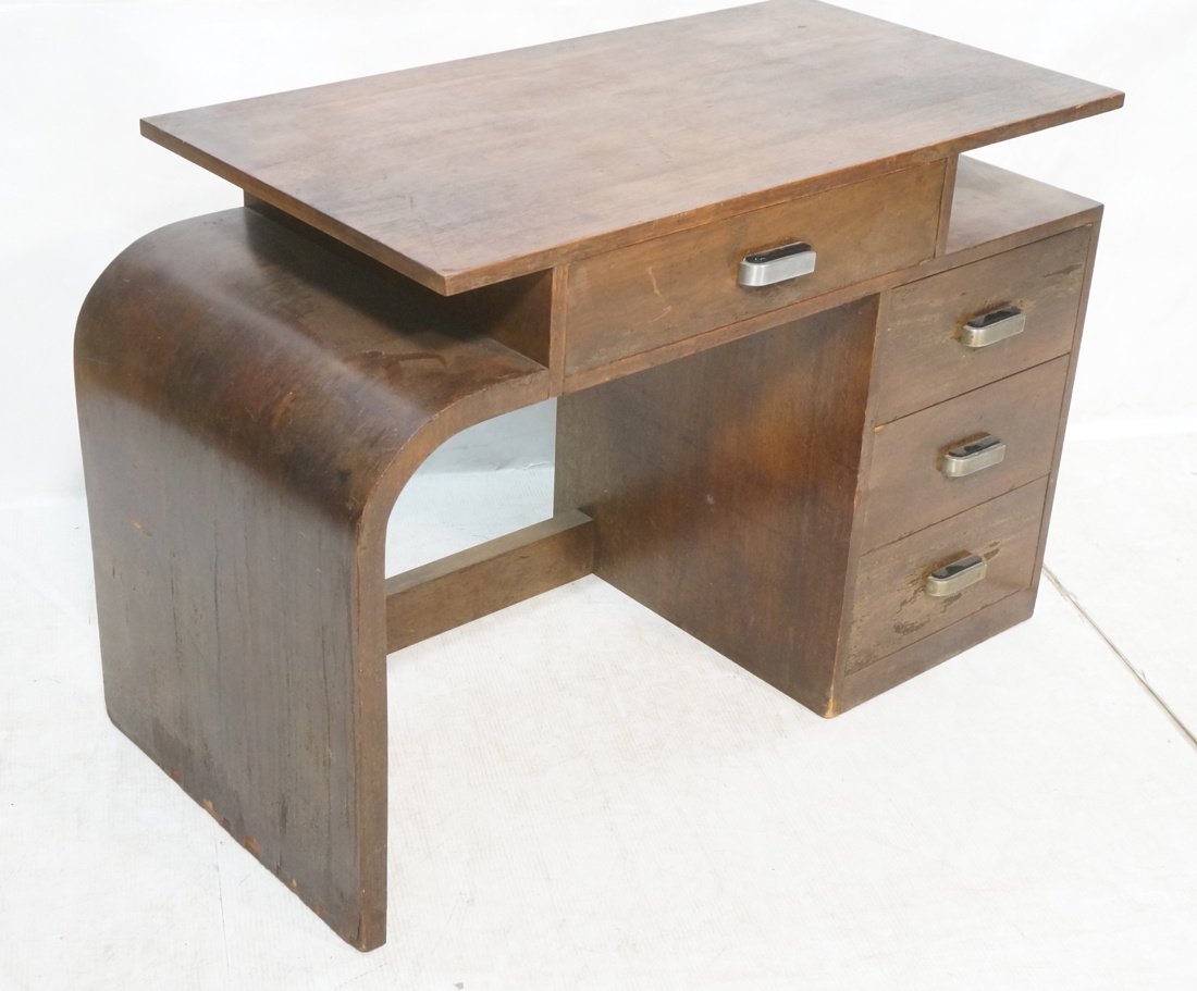DONALD DESKEY Art Deco Desk. Walnut Cabinet with (1 of 9)