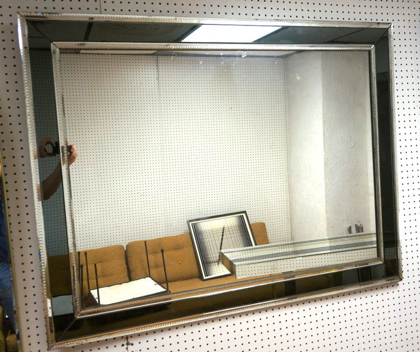 Large Decorator Wall Mirror. Mirrored three part (1 of 7)