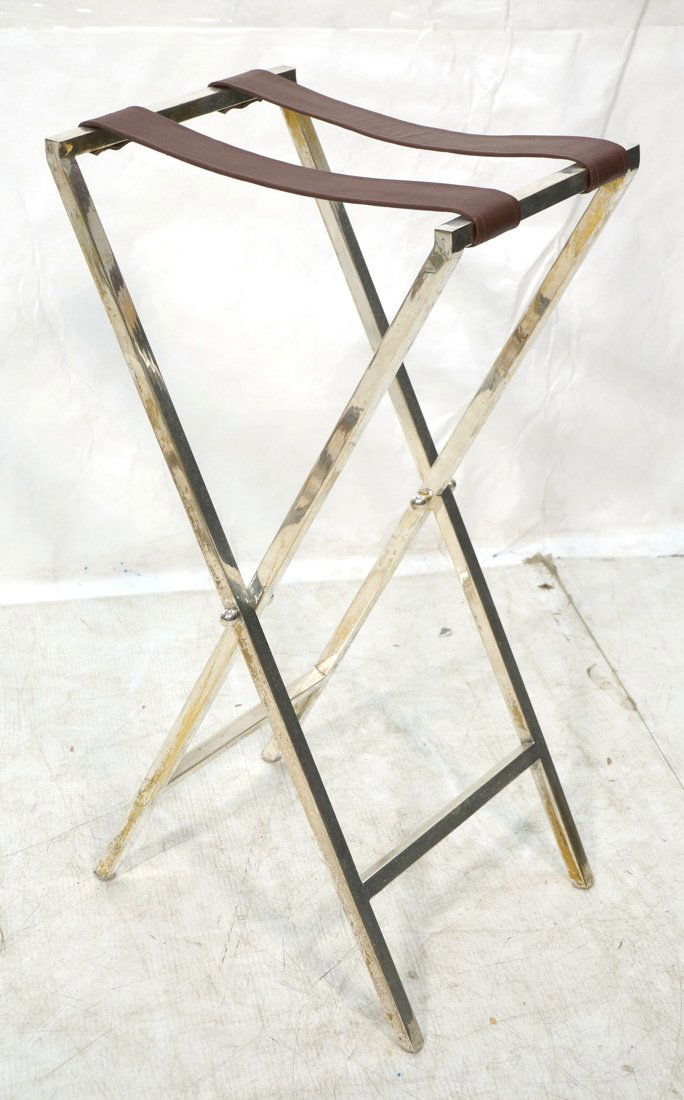 Modernist Nickel finish Folding Luggage Rack Hold (1 of 7)