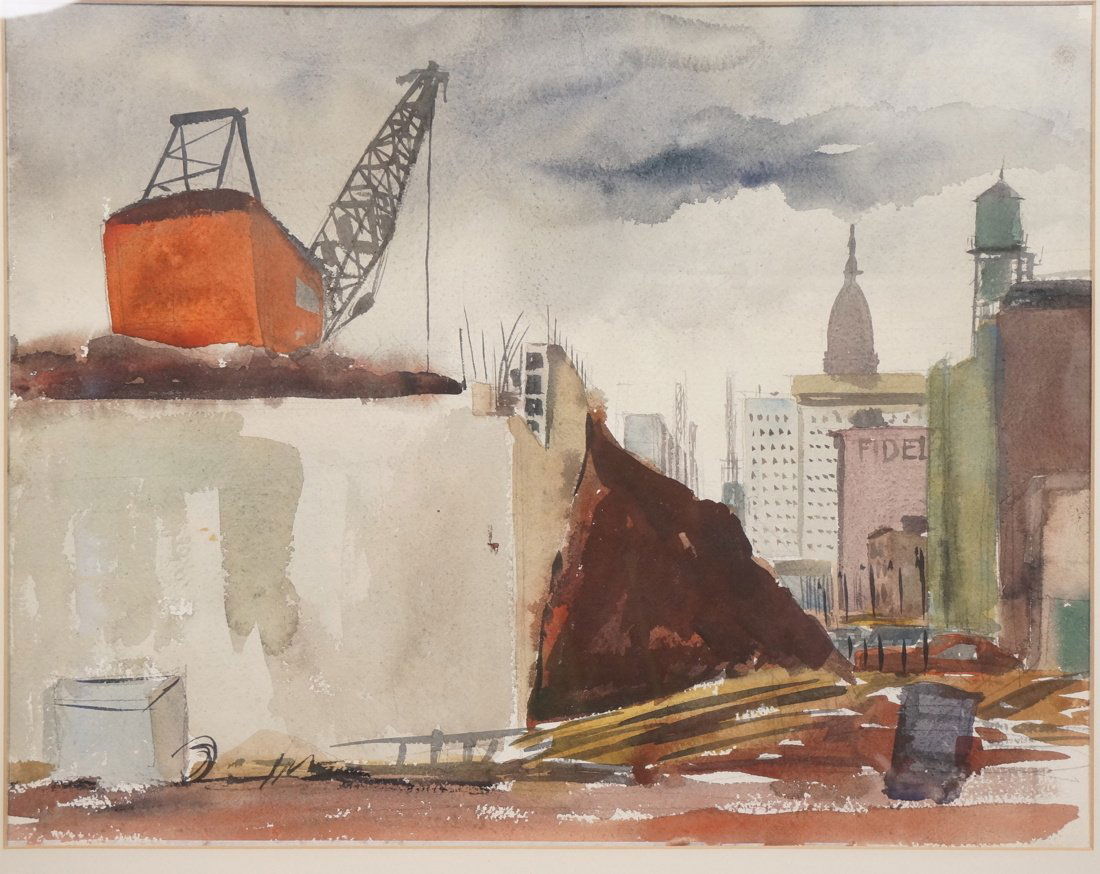 DANIEL K BURROUGHS Modernist Watercolor. City Sca (1 of 9)