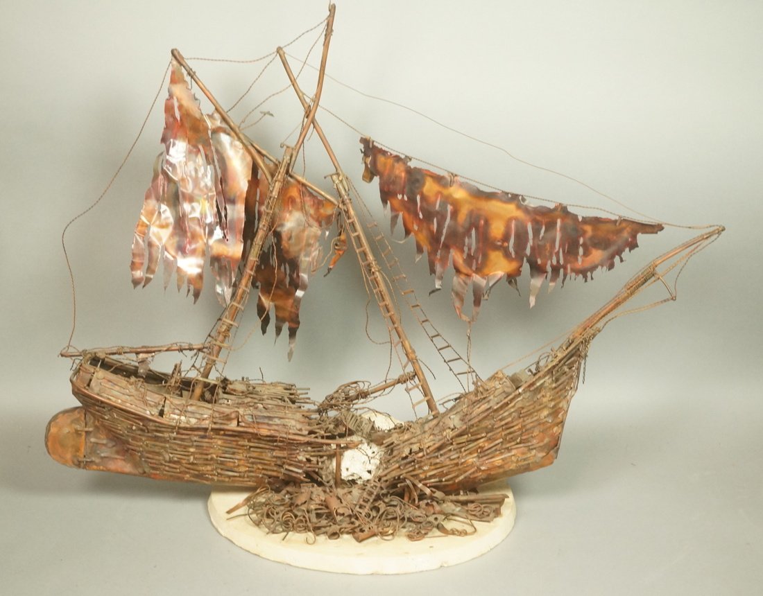FORMSI Signed Copper Shipwreck Sculpture. Copper (1 of 9)