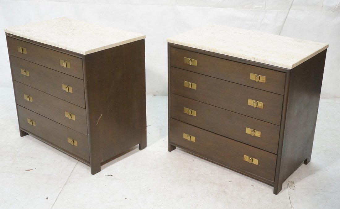 Pr DUNBAR Bachelors Chests. Travertine tops. Four (1 of 10)