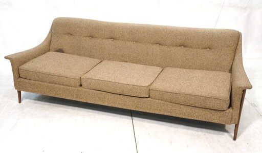 Modern Brown Tweed Sofa Couch Wood Peg Legs Uph Modern Brown Tweed Sofa Couch Wood Peg Legs Uph
