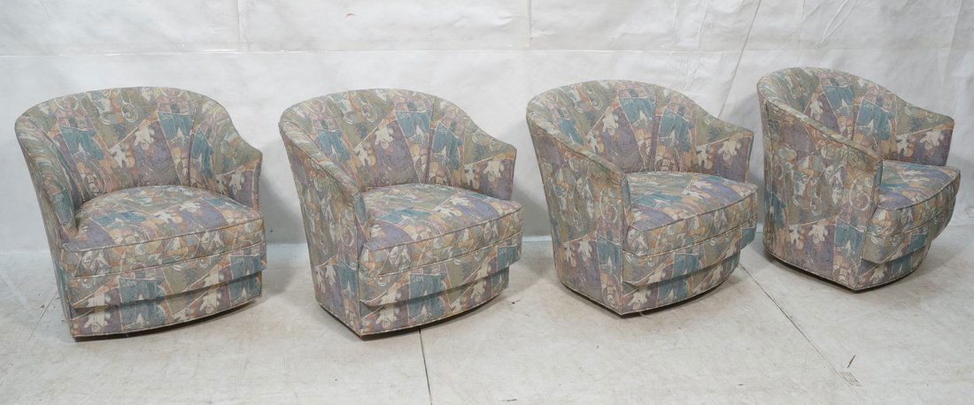 Set 4 Barrel Back Modernist Lounge Chairs. Abstra (1 of 9)