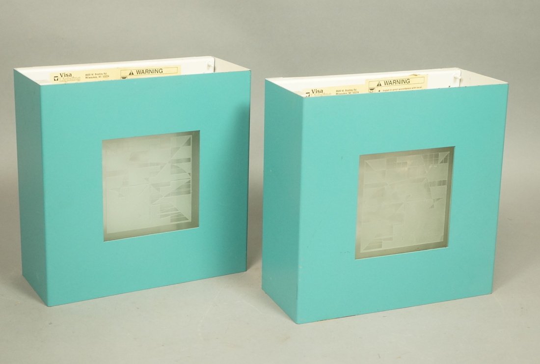 Pr Retro Turquoise Painted Wall Sconces Lights. G (1 of 6)