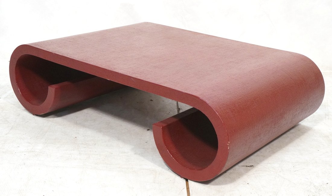KARL SPRINGER style Red Lacquered Grass Cloth Cof (1 of 10)