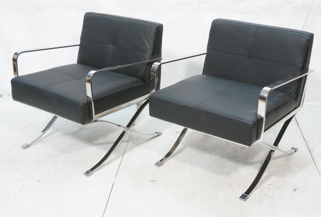 pr Modernist Black Vinyl Lounge Chairs. Barcelona (1 of 10)