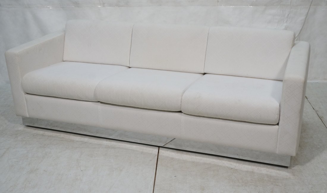 Modernist Decorator  couch. Textured white fabric (1 of 10)