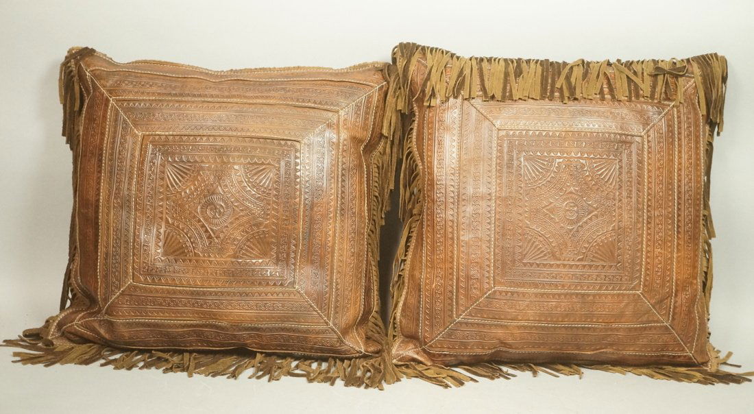 Pr RALPH LAUREN Brown Leather Fringed Throw Pillo (1 of 10)