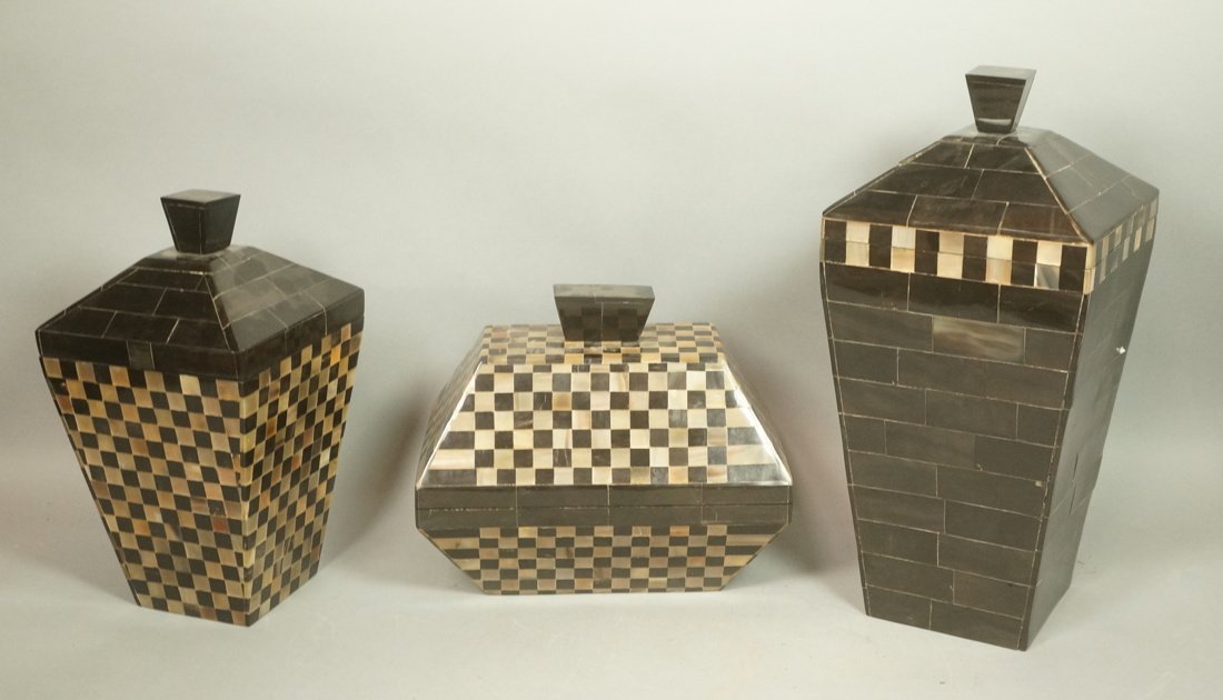3pc Checkerboard MONTRAAGE Decorative Objects. In (1 of 10)