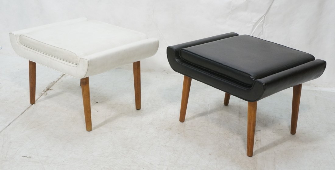 Two Vinyl Upholstered Foot Stools Ottomans. Taper (1 of 10)
