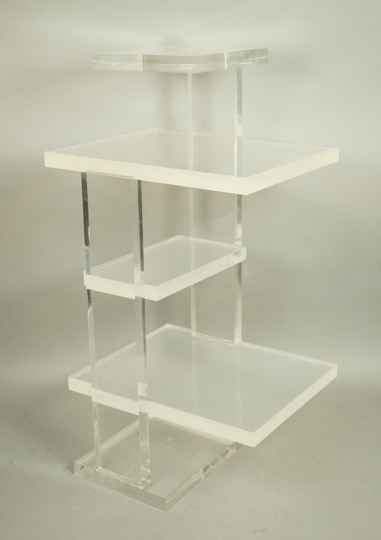 Lucite Multi tiered side table. Modernist. Clear (1 of 8)
