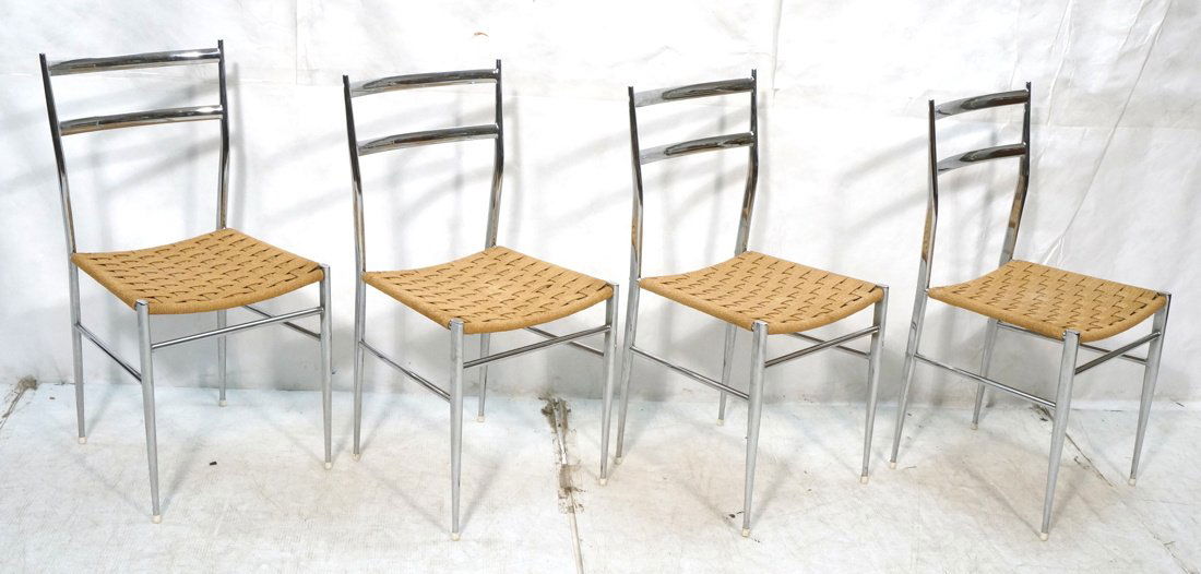 Set 4 Italian Chromed steel Side Chairs. Gio Pont (1 of 10)