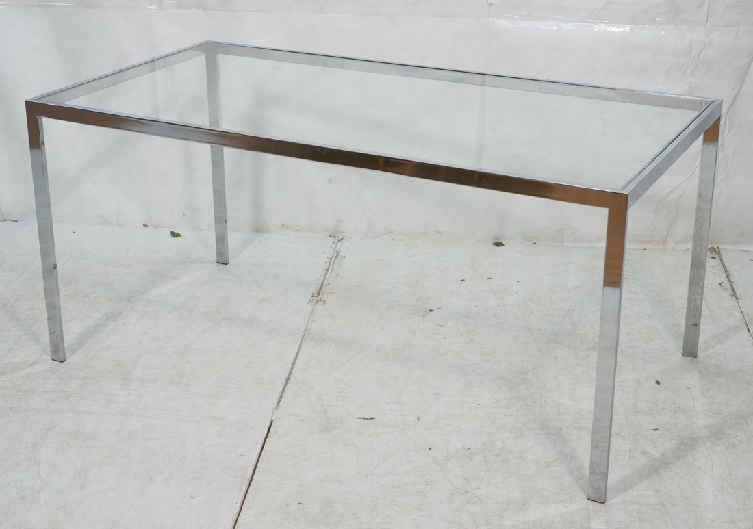 Italian Glass Top Chrome Base Dining Table. Moder (1 of 8)