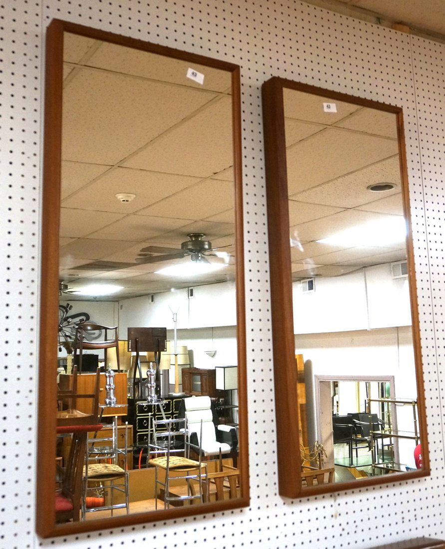 Pr Danish Modern Wood framed Wall Mirrors. Vertic (1 of 9)