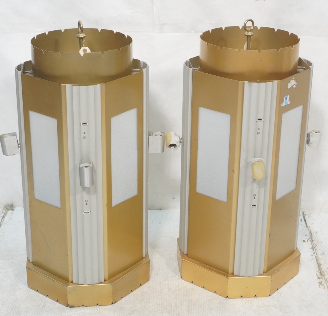 Pr Large Commercial Art Deco Hanging Light Fixtur (1 of 9)