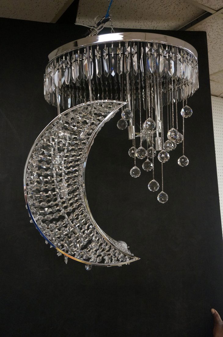 Moon & Stars Chrome & Glass Prisms Chandelier. Ei (1 of 8)