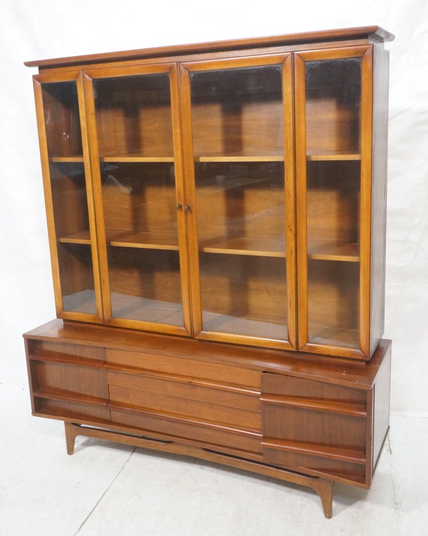 American Modern Walnut China Cabinet. Two part. F (1 of 9)