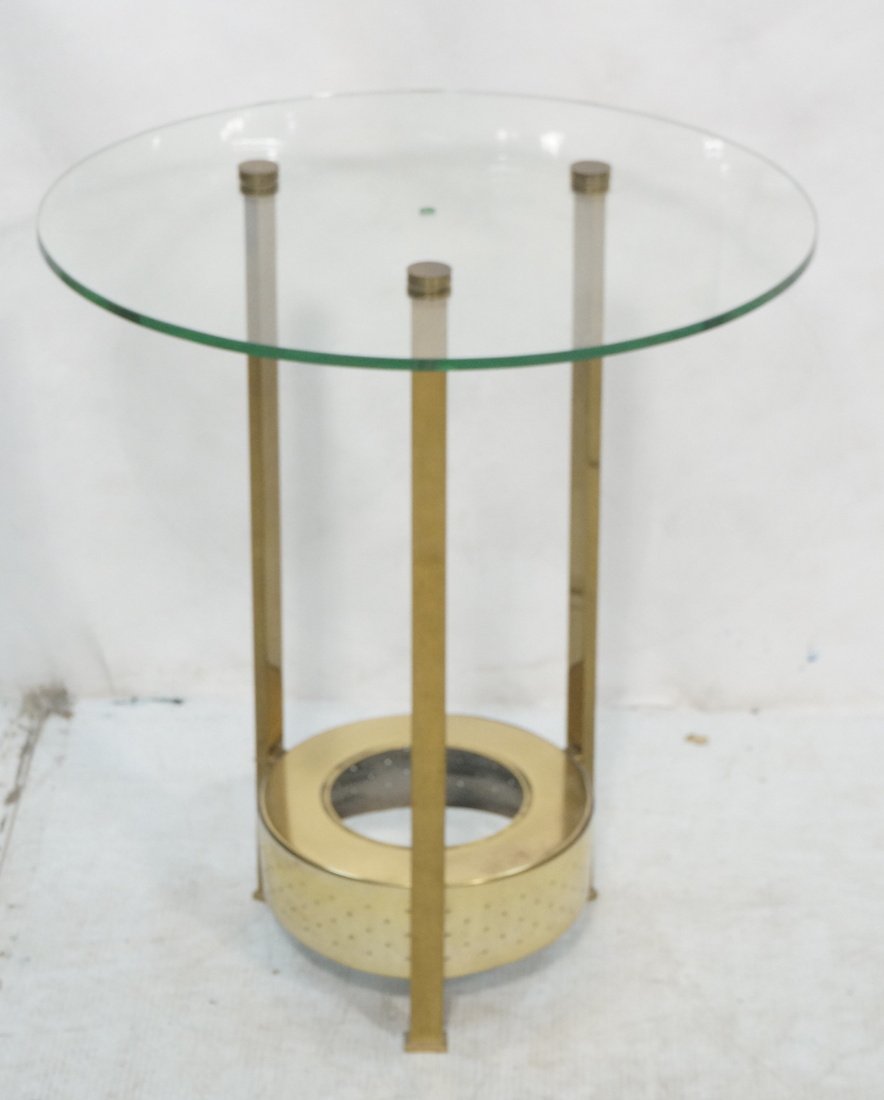 Modernist Brass & Glass Side Table. (1 of 7)