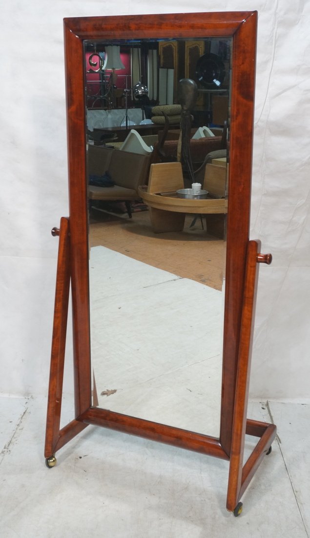 Modernist Cheval Mirror. Shiny reddish finish woo (1 of 9)