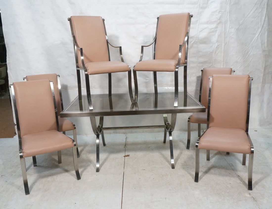 7pc Chrome Dining Set. Extension Table with glass (1 of 10)