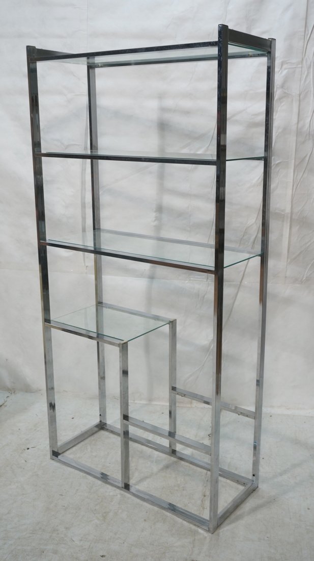 Chrome & Glass Etagere Wall Shelf Unit. Milo Baug (1 of 10)