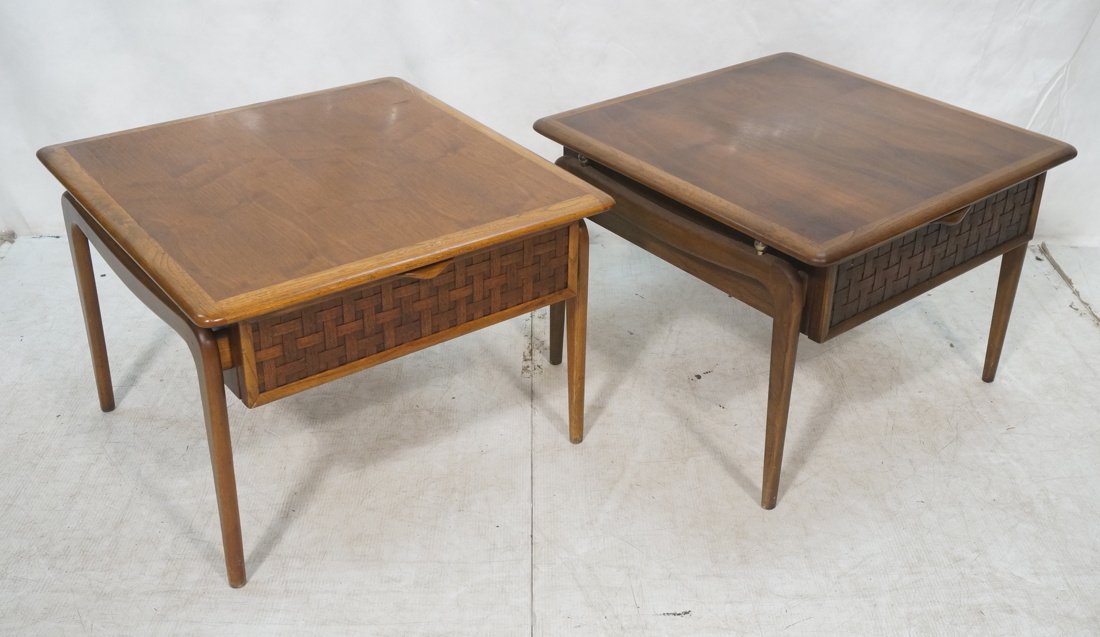 Pr LANE End Side Tables. Banded tops. One drawer (1 of 8)