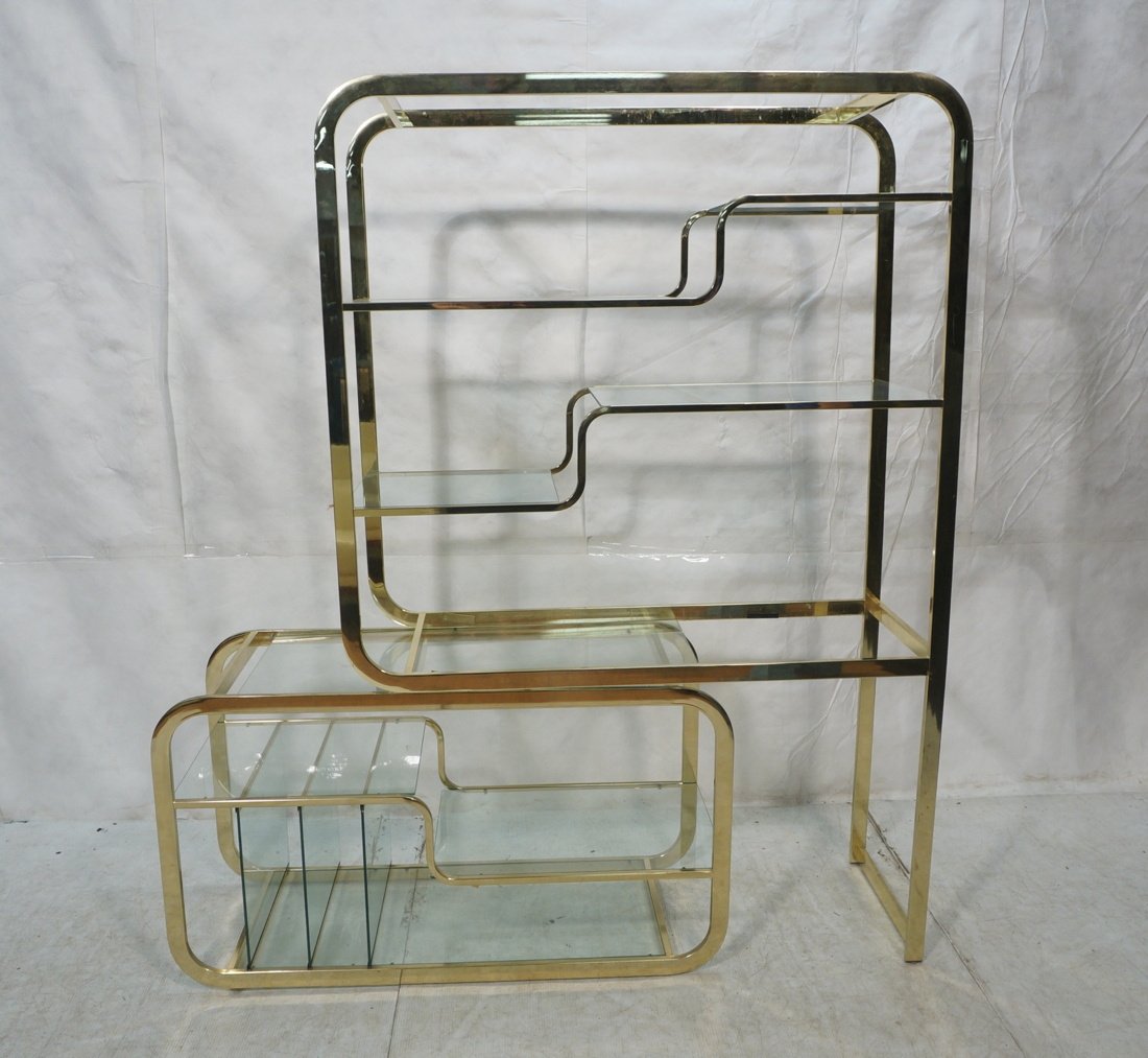 DIA Brass Glass Etagere Wall Shelf Unit. Marked D (1 of 10)