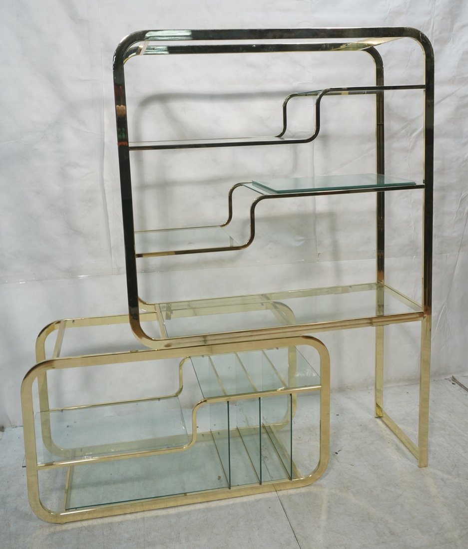 DIA Brass Glass Etagere Wall Shelf Unit. Marked D (1 of 10)