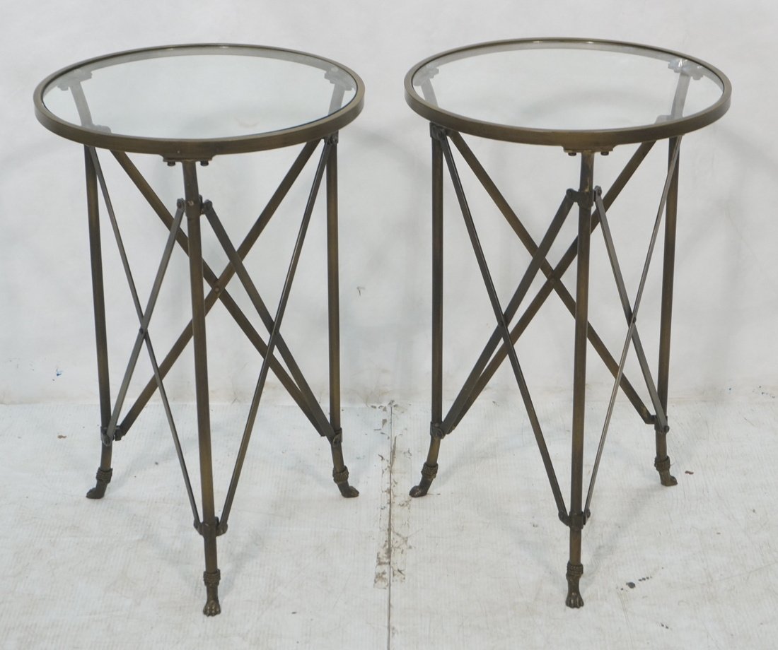 Pr Regency style  Brass & Glass Side Tables. Thre (1 of 7)