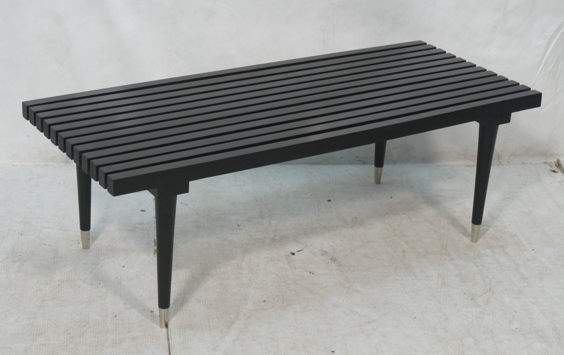 Black slat bench coffee table. Chrome cap feet (1 of 7)
