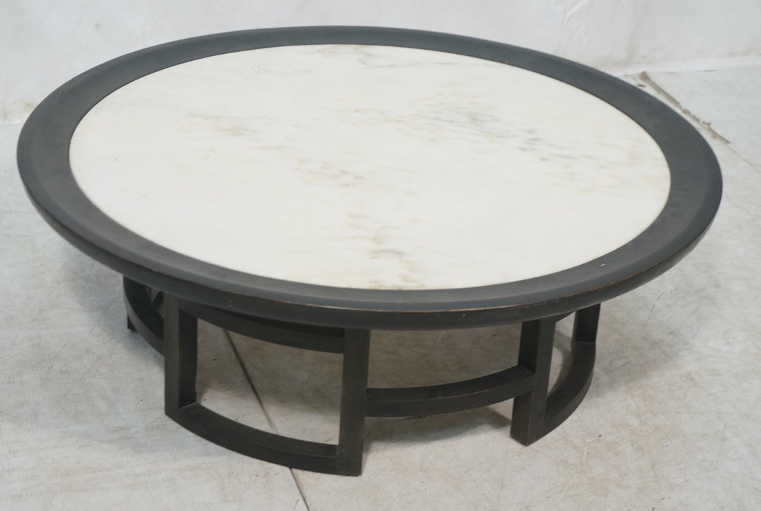 James Mont Style Marble Top Cocktail Table. Round (1 of 9)
