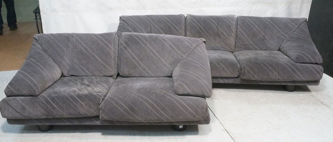 2pc SAPORITI Italian Gray suede Love seat & sofa. (1 of 10)