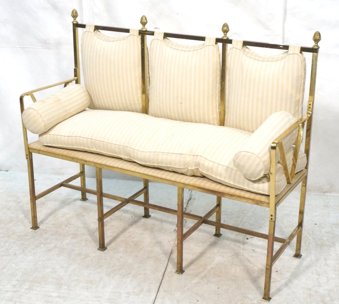 Vintage Regency style Brass Frame Bench Settee. S (1 of 10)