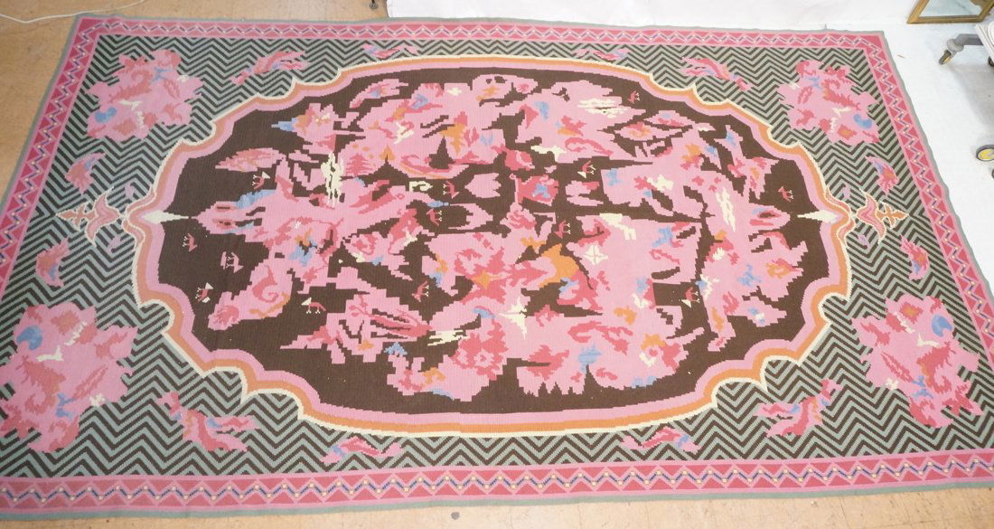 17'8 x 10' Large Modernist Hook Rug Browns greens (1 of 9)