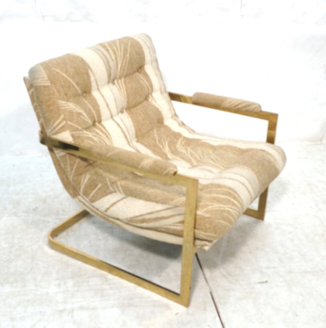 Milo Baughman style Brass Frame Lounge Chair Mode (1 of 8)