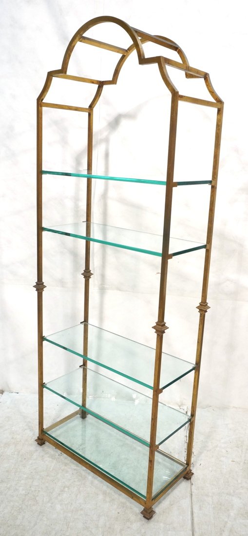 Gilt Metal Regency style Iron & Glass Etagere. Sh (1 of 10)