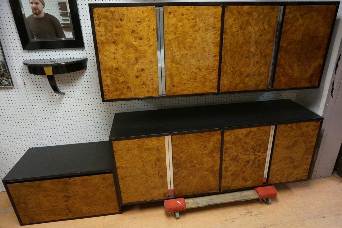 3pc Milo Baughman style Burl Wood Wall Mounted Ca (1 of 10)